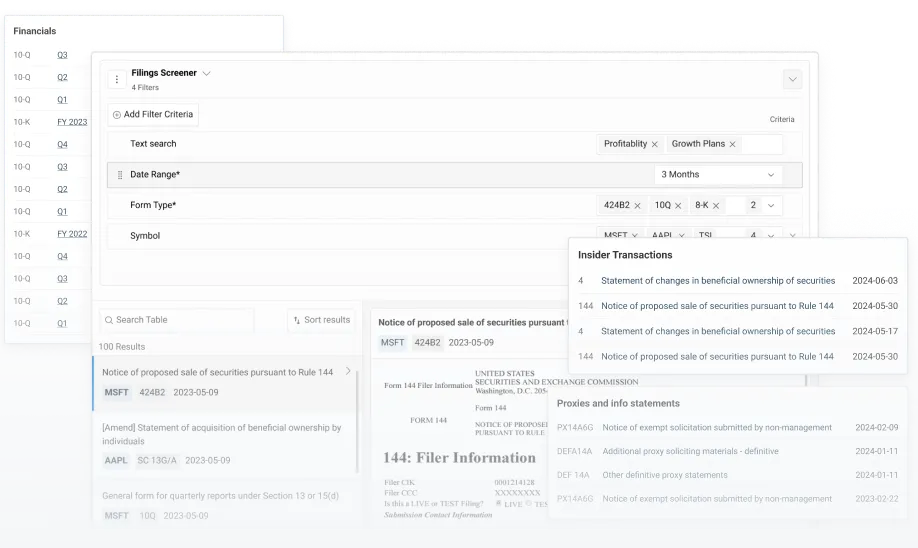 Coming to a device near you, a new filings insight experience.