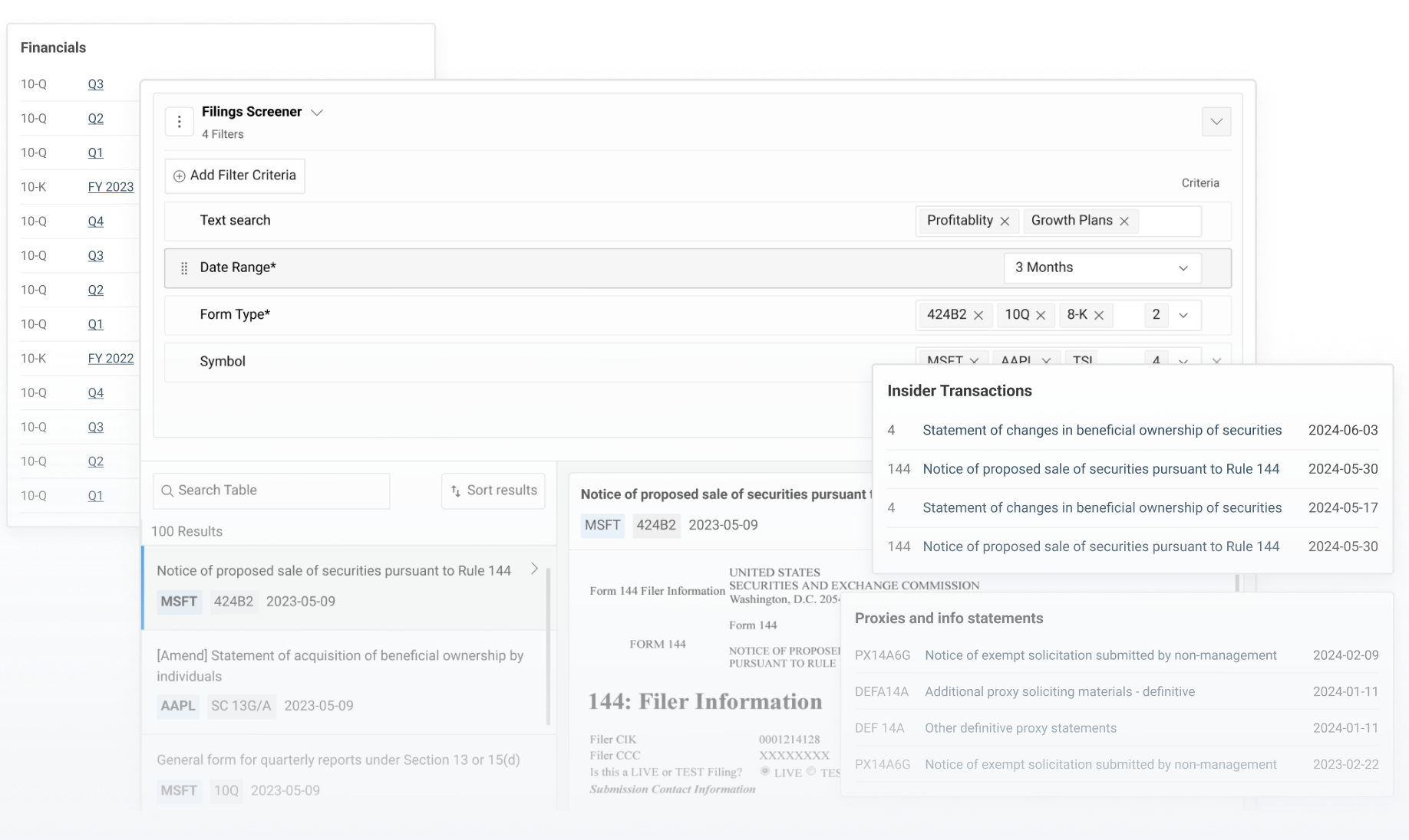 Coming to a device near you, a whole new filings insights experience.